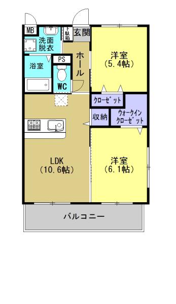 アドレ伊集院(2LDK/3階)の間取り写真