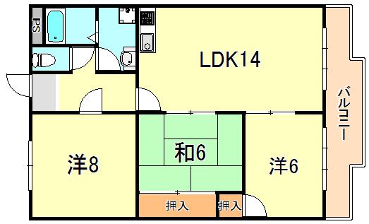 清秀レジデンス(3LDK/5階)の間取り写真