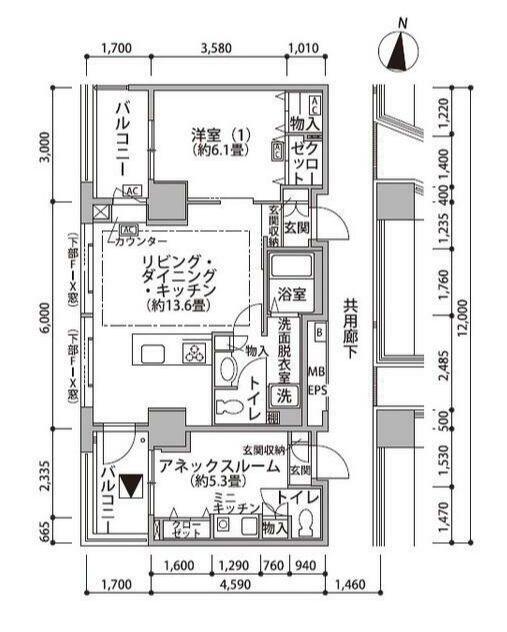 東雲キャナルコートCODAN19号棟(1LDK/11階)の間取り写真