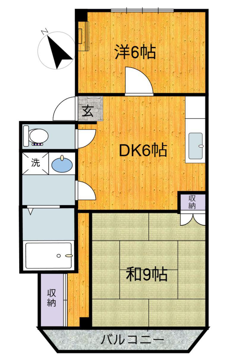 ルミエール深谷A(2DK/2階)の間取り写真