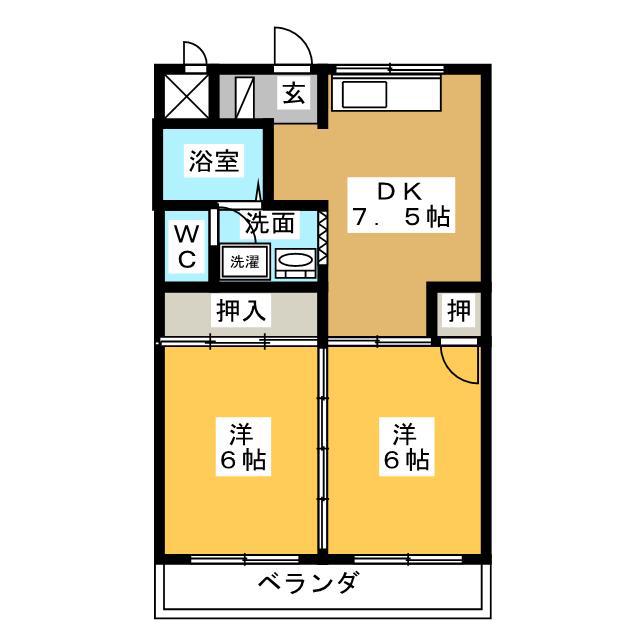 コーポミカド(2DK/2階)の間取り写真