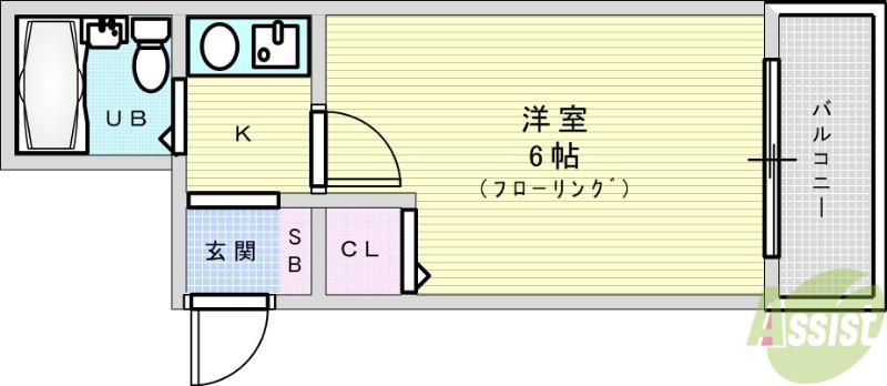 ウィング(1K/3階)の間取り写真
