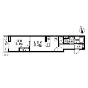 練馬区錦2丁目共同(1LDK/3階)の間取り写真