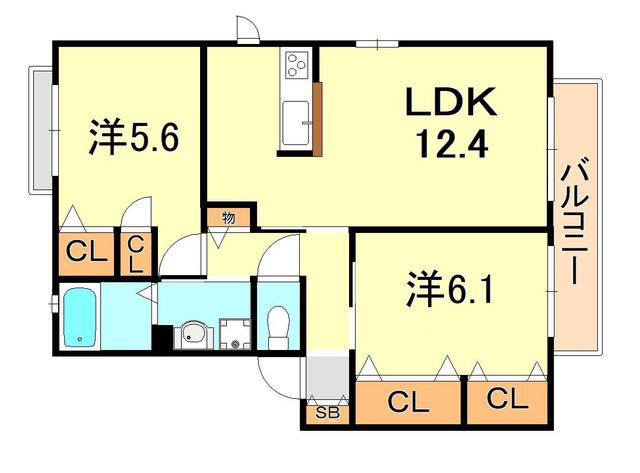 アンダンテ大久保C(2LDK/1階)の間取り写真
