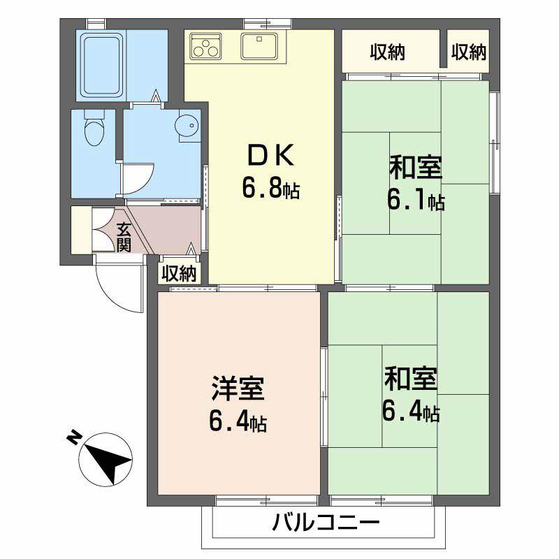フレグランス橋本(3DK/2階)の間取り写真