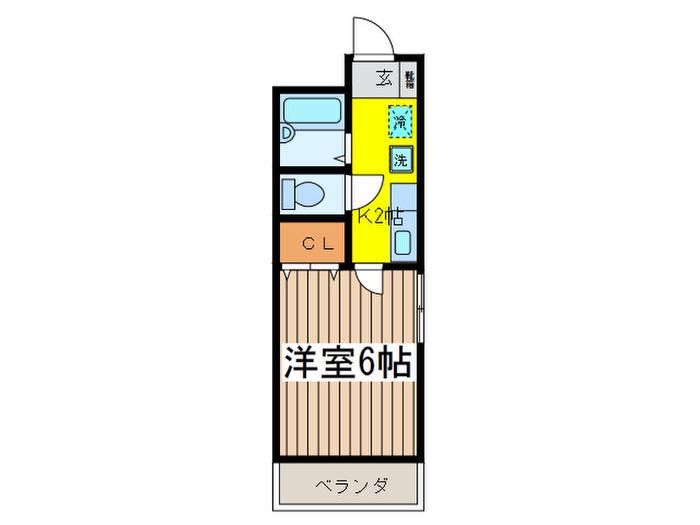 LANDWA(1K/2階)の間取り写真