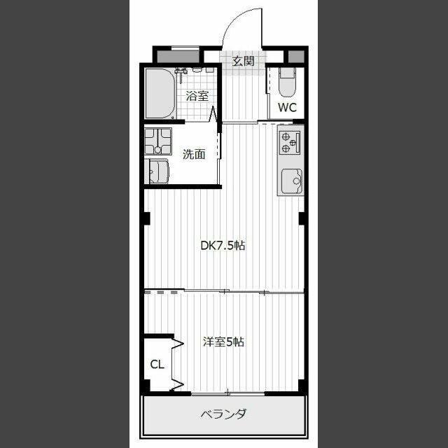 ピース・スクエア八万II B(1DK/2階)の間取り写真