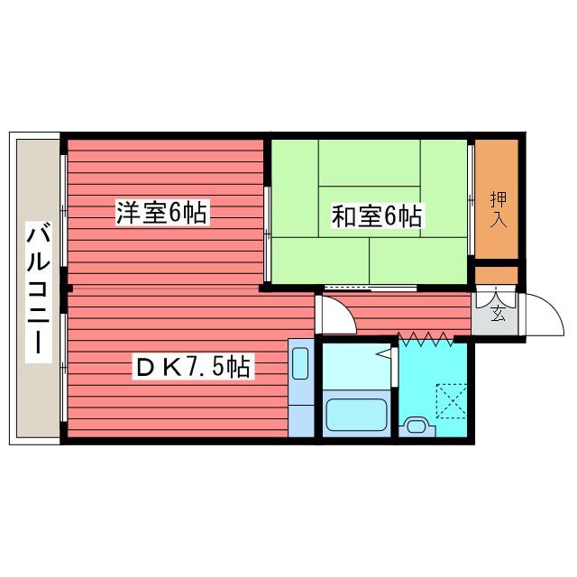 メゾンラックス(2DK/2階)の間取り写真