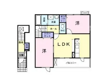 ボニートA(2LDK/2階)の間取り写真
