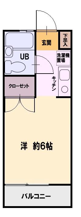 湘南宮本ハイツ(1K/2階)の間取り写真
