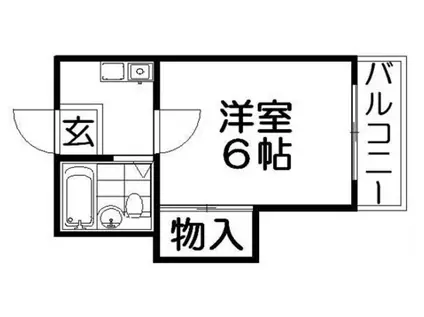 香里園第6マンション(1K/3階)の間取り写真