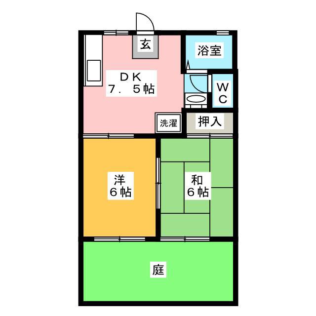 ロイヤルグリーンI(2DK/1階)の間取り写真