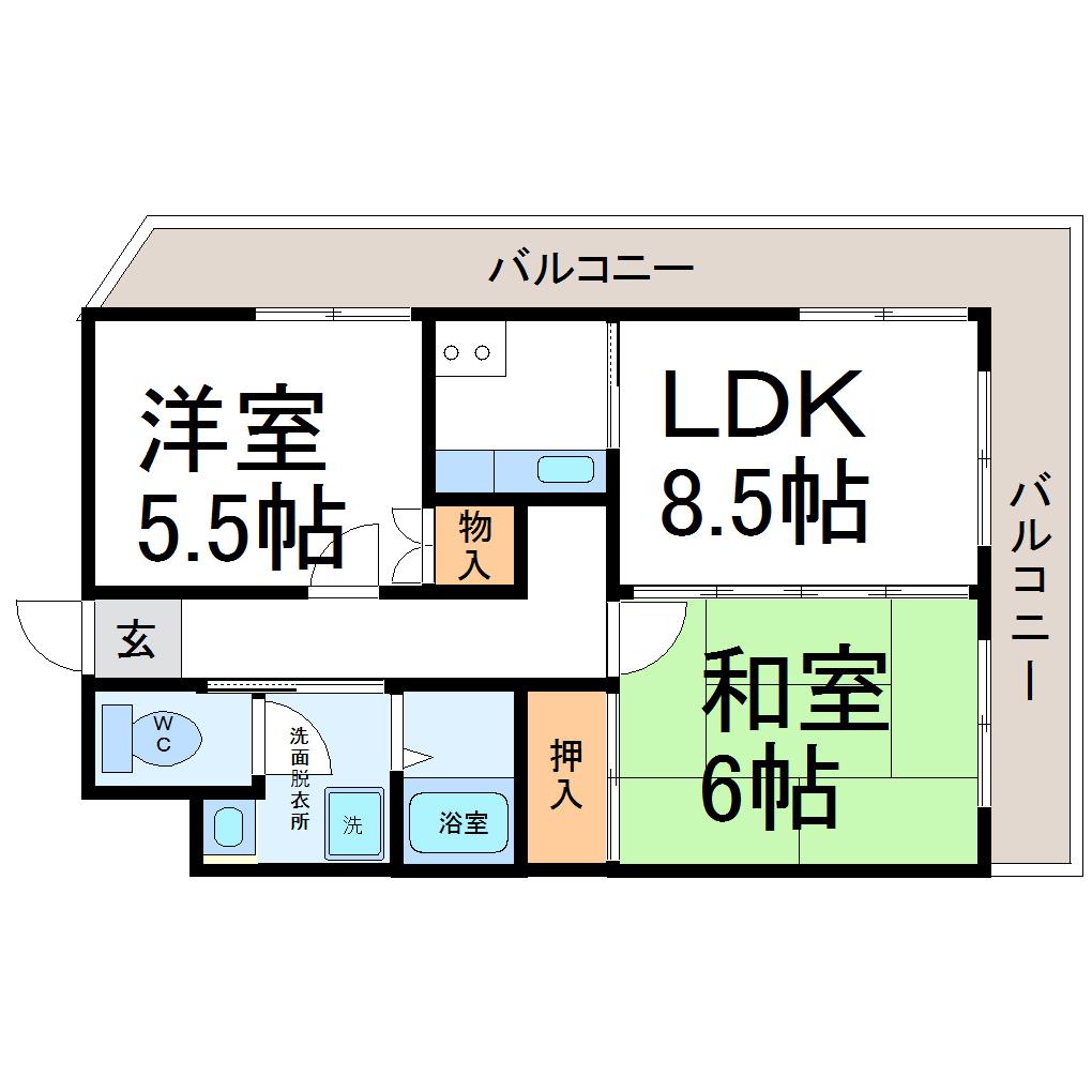 セラヴィ山手(2LDK/2階)の間取り写真