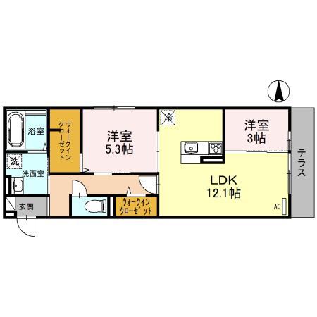 ケーズメゾン松山町(2LDK/2階)の間取り写真