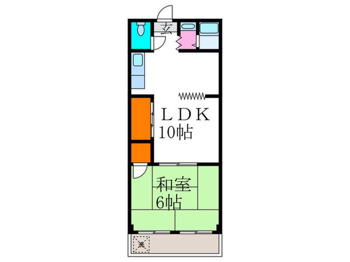 武村ハイツ(1LDK/3階)の間取り写真