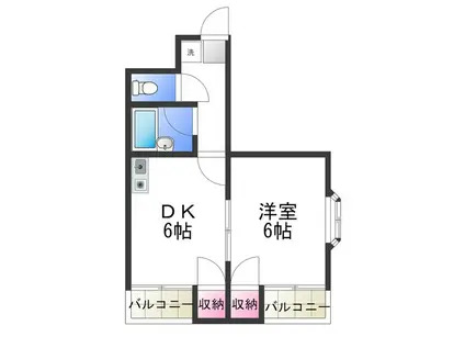 パレロイヤル堺(1DK/2階)の間取り写真