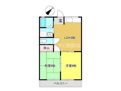 コーポソラガヤI(2LDK/1階)の間取り写真