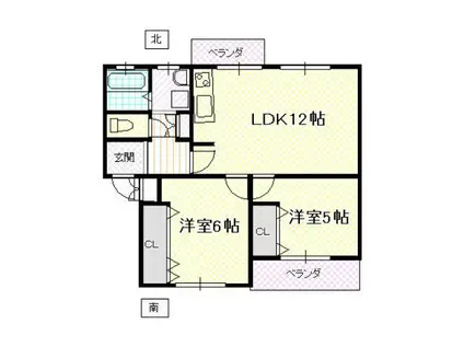 かとうマンション(2LDK/2階)の間取り写真