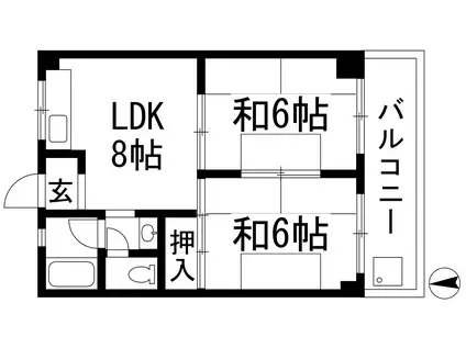 マンションキシダ(2LDK/3階)の間取り写真