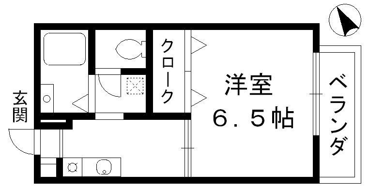 パインハイツ(1K/2階)の間取り写真