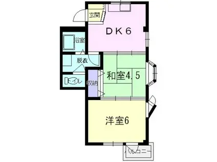 中村マンションI(2DK/4階)の間取り写真