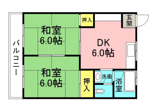 タイセイビル(2DK/4階)の間取り写真
