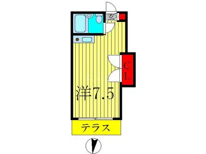 コーポ東平賀(ワンルーム/2階)の間取り写真