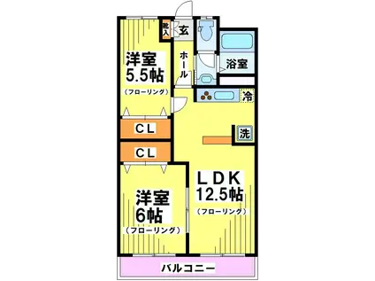 横田ファイブ(2LDK/11階)の間取り写真