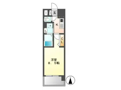 セレニティー大須(1K/11階)の間取り写真