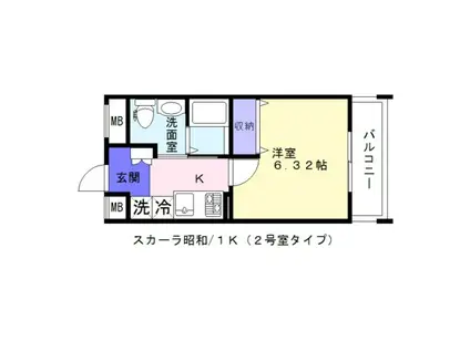 スカーラ昭和(1K/7階)の間取り写真