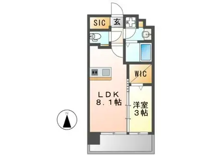 デュオフラッツ栄(1LDK/8階)の間取り写真