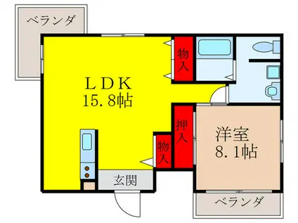 ケセラセラ(1LDK/4階)の間取り写真