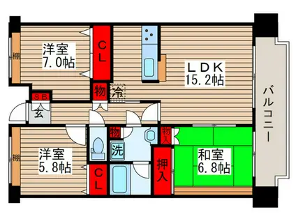 アムカス(3LDK/2階)の間取り写真