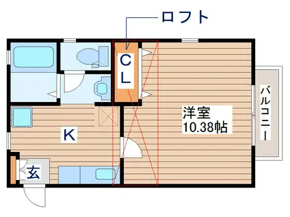 エアフォルク新田東I番館(1K/1階)の間取り写真