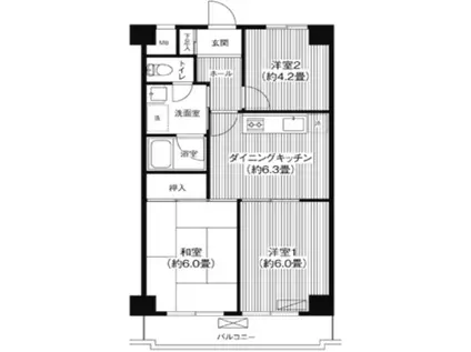 ロジュマン西尾久(3DK/7階)の間取り写真
