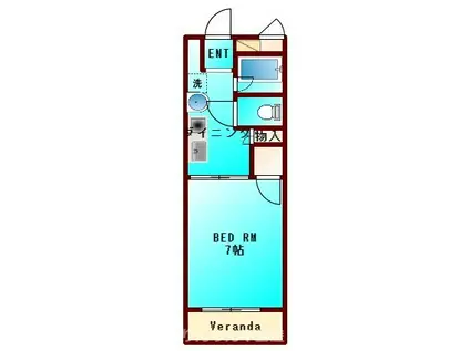 サンセール二軒屋 イースト(1K/1階)の間取り写真