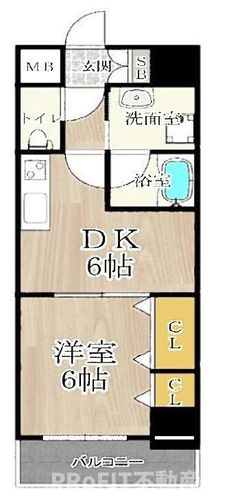 CITY SPIRE難波南(1DK/4階)の間取り写真