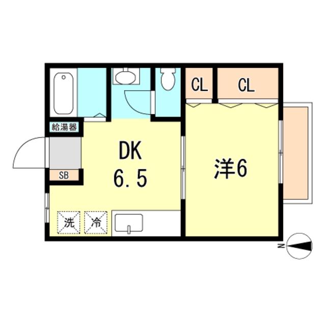 Aスクエア桜木町(1DK/2階)の間取り写真