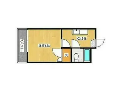 サンフロンティア(1K/2階)の間取り写真