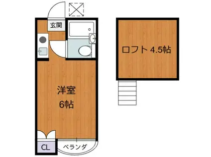 パン多摩川(1K/2階)の間取り写真
