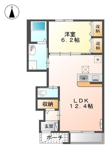 グレイス(1LDK/1階)の間取り写真