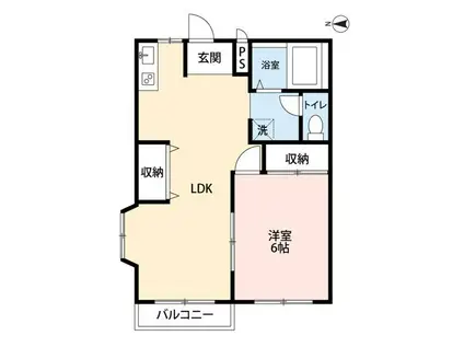 るーむ高松(1LDK/2階)の間取り写真