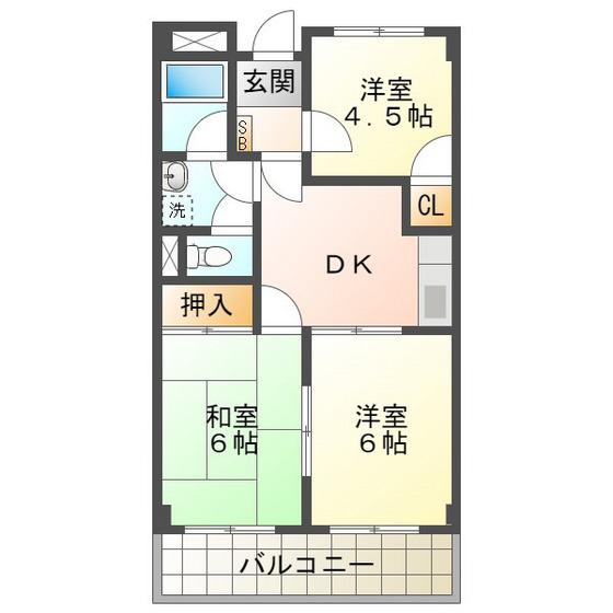 ルミエール八幡(3DK/4階)の間取り写真