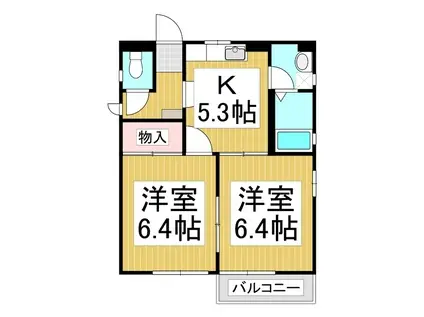 フレグランスヤマソウ(2K/2階)の間取り写真