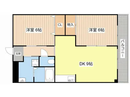 駅前コーポラス(2DK/4階)の間取り写真