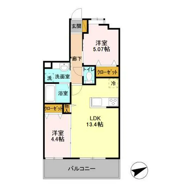 クレアガーデン 4階階 間取り