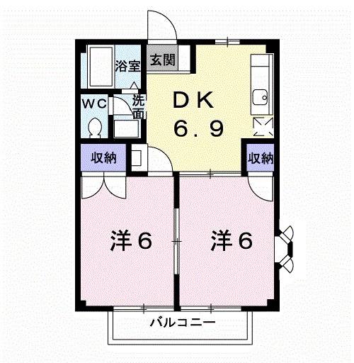 ニューシティともえIII(2DK/2階)の間取り写真