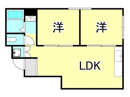 アイユー第三ビル(2LDK/2階)の間取り写真