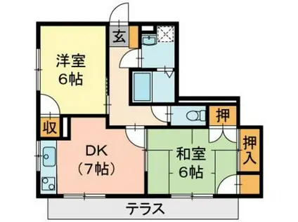 ガーデンハウス伊島町(2DK/1階)の間取り写真