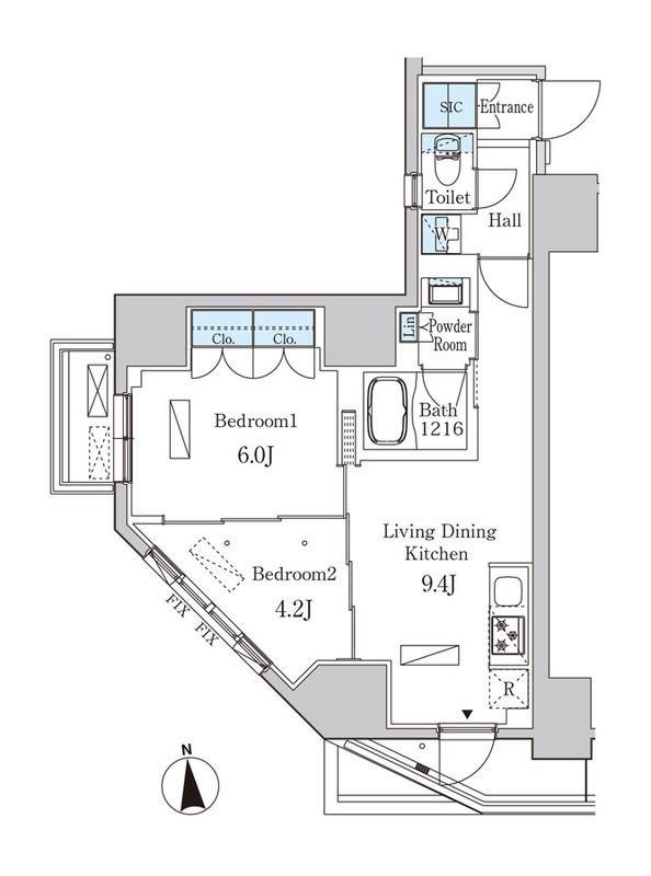 ルジュール神田須田町(2LDK/11階)の間取り写真